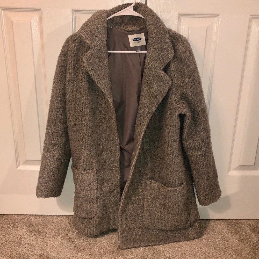 old navy thick grey trench coat (size: s)